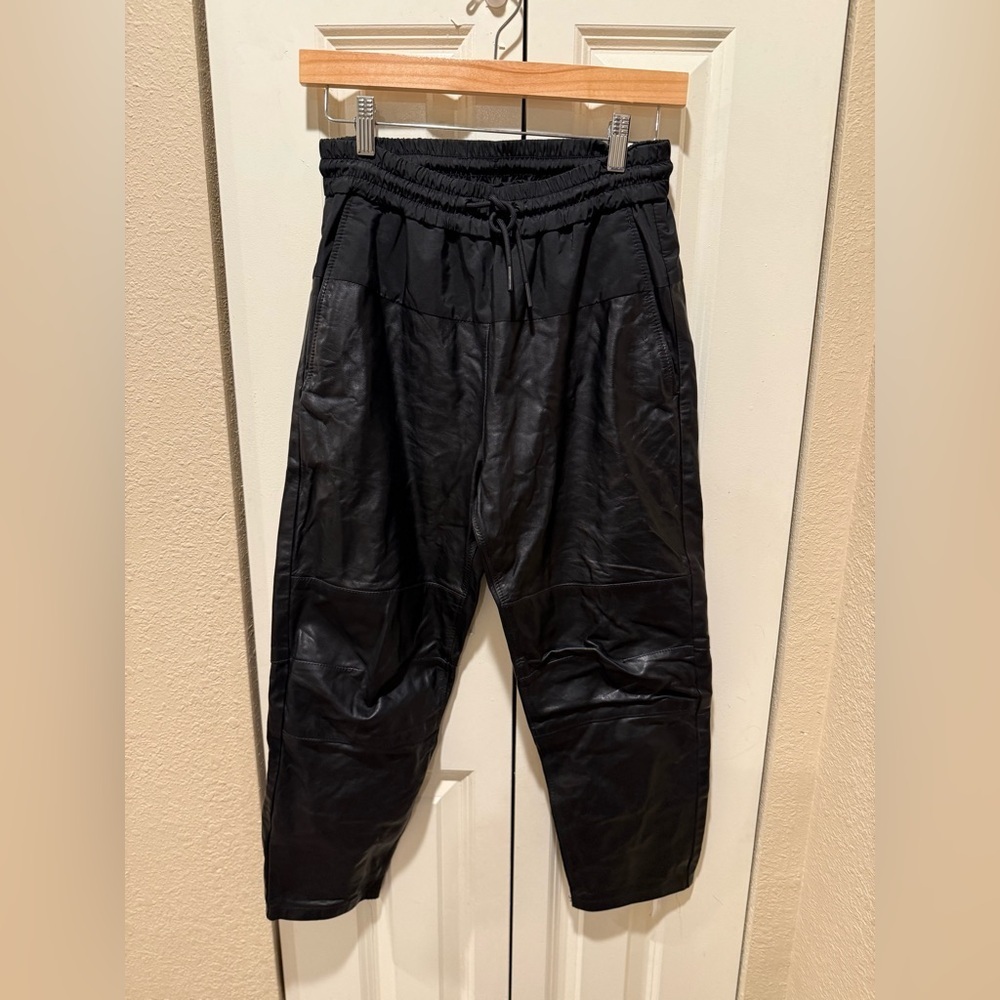 Alexander Wang H&M Leather Paneled Trouser Pants Black , size 4 - Picture 8 of 14